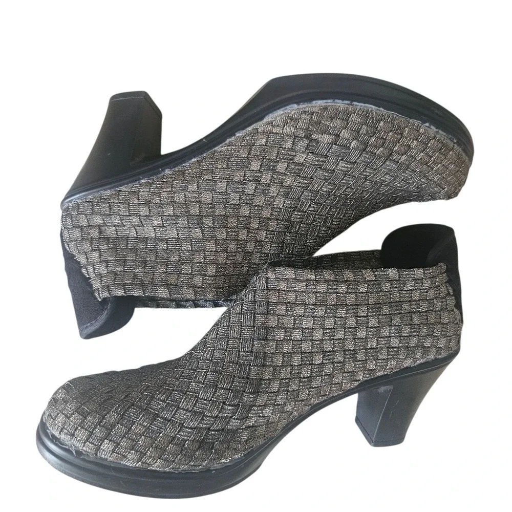 BERNIE MEV‎ Chesca Women's 39 (US 8.5-9) Gold Woven Stretch Pumps Bootie Ankle